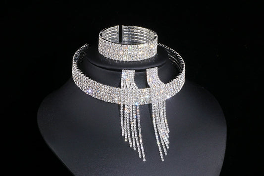 Classic Elegant Tassel Crystal Bridal Jewelry Sets African