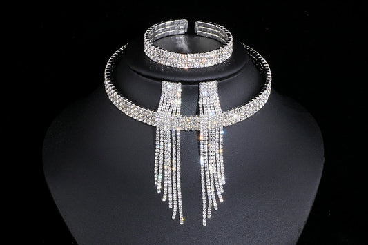 Classic Elegant Tassel Crystal Bridal Jewelry Sets African