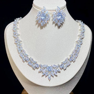 Luxury Bridal Jewelry Set Gorgeous Water Drop Cubic