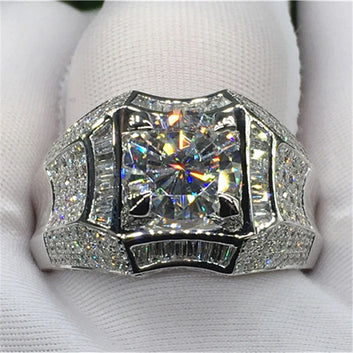 14K Gold 3 Carats Diamond Ring for Men Rock 14k Gold