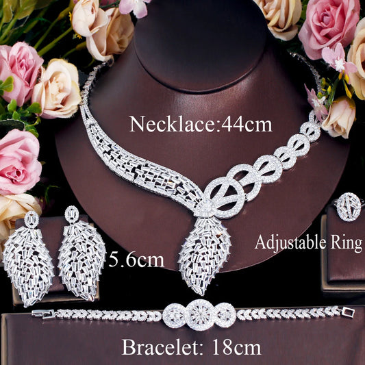 ThreeGraces 4pcs Brilliant Cubic Zirconia Stone Luxury