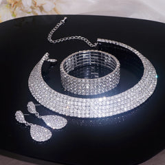 Luxury Round Rhinestone Necklace Set for Women