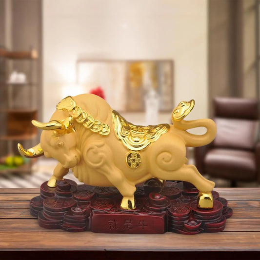 Novelty Cow Statue Animal Handpainted Fengshui Miniature