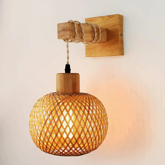 Retro Japanese Style Bamboo Wall Lamp Restaurant