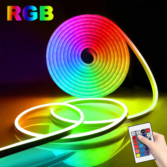 3M/5M RGB Remote Control LED Neon Light USB Flexible