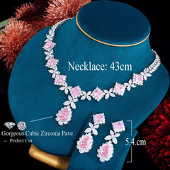 Pera Sweet Pink Cubic Zirconia Long Water Drop Pendant