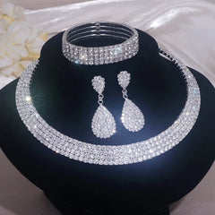 Luxury Round Rhinestone Necklace Set for Women