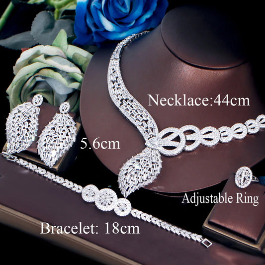 ThreeGraces 4pcs Brilliant Cubic Zirconia Stone Luxury